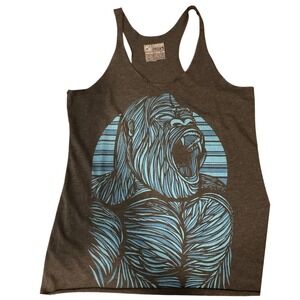 CURBSIDE Clothing Gray Gorilla‎ Graphic Racerback Tank Top Women's Size L